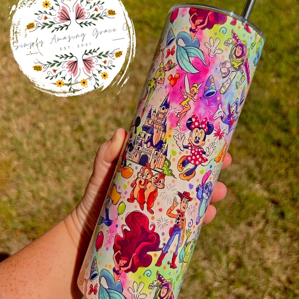 Colorful Disney Character Tumbler